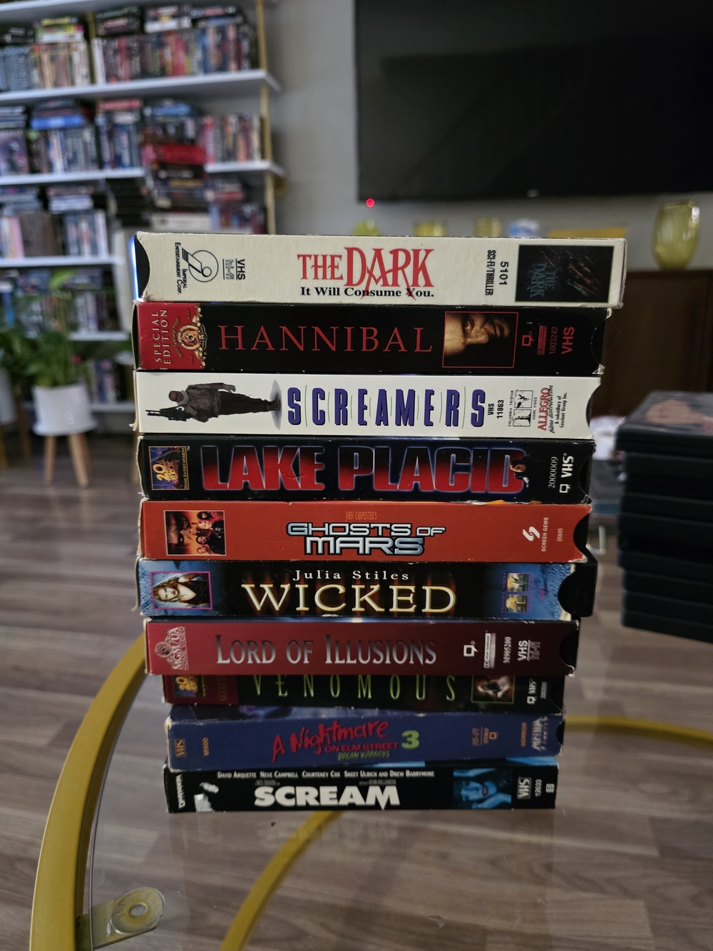 Stack of Horror Movie 10 VHS Tape Bundle